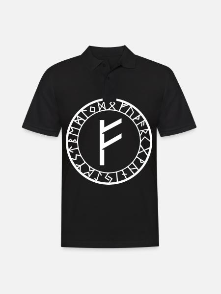 Fehu rune runic alphabet Furthark - Men's Polo Shirt - black
