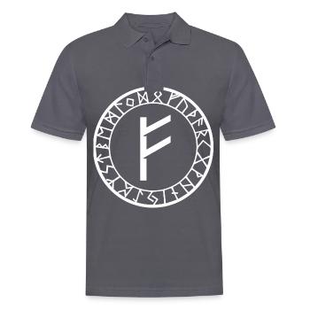 Fehu rune runic alphabet Furthark - Men's Polo Shirt - charcoal grey - Front - Nico (186cm)