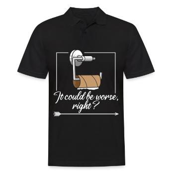 Toilet paper, Toilet roll, Fun, Bad luck, Bathroom - Men's Polo Shirt - black - Front - Kai (181cm)