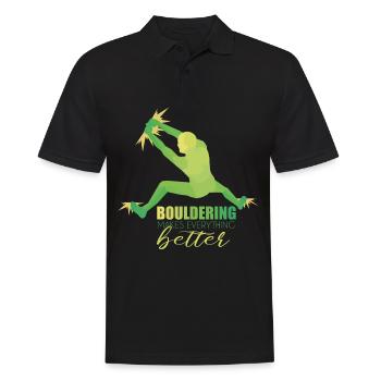 Bouldern - Männer Poloshirt - Schwarz - Vorne - Kai (181cm)