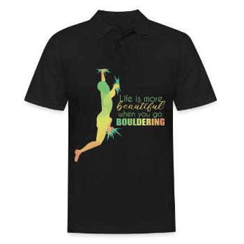 Bouldern - Männer Poloshirt - Schwarz - Vorne - Kai (181cm)