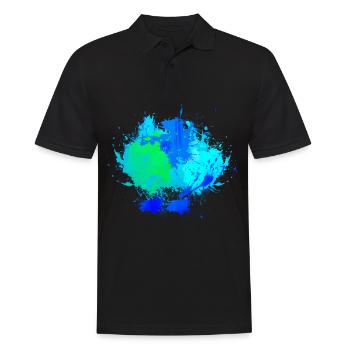 Blauer Farbfleck Hintergrund Deko - Männer Poloshirt - Schwarz - Vorne - Kai (181cm)