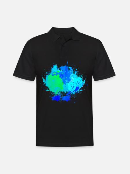 Blauer Farbfleck Hintergrund Deko - Männer Poloshirt - Schwarz