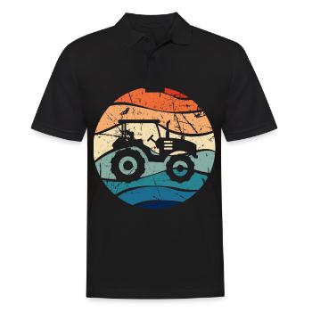 Tracteur pays de trekker agriculteur cadeau rétro - Polo Homme - noir - Devant - Kai (181cm)
