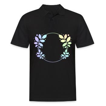 Colorful Round Frame Leaves Wreath Decoration - Men's Polo Shirt - black - Front - Kai (181cm)