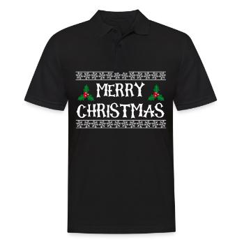 Merry Christmas mit Rahmen Stechpalmen - Männer Poloshirt - Schwarz - Vorne - Kai (181cm)