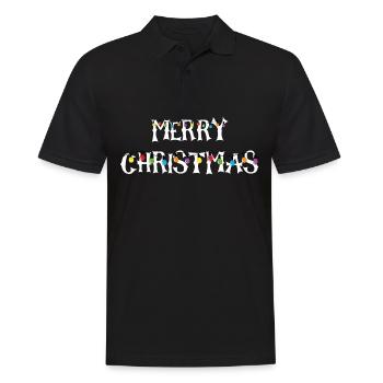 Joyeux Noël String lights cadeau - Polo Homme - noir - Devant - Kai (181cm)