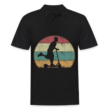 Tretroller E-Roller Elektroroller Retro Vintage - Männer Poloshirt - Schwarz - Vorne - Kai (181cm)