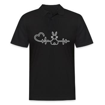 ECG ligne de cœur de lapin avec cadeau de cœur - Polo Homme - noir - Devant - Kai (181cm)