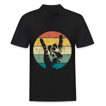 Pommesgabel Metal Hand Hand Signal Retro - Men's Polo Shirt - black - Front - Kai (181cm)