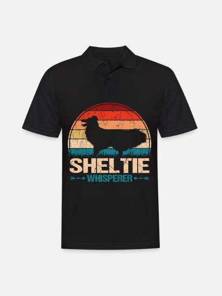 Sheltie Shetland Cane da pastore Cane Sussurratore - Polo da uomo - nero