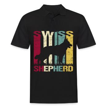 Weisser Weißer Schweizer Schäferhund Retro - Männer Poloshirt - Schwarz - Vorne - Kai (181cm)