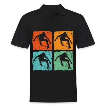 Vintage Retro Skateboard Skateboarding Geschenk - Männer Poloshirt - Schwarz - Vorne - Kai (181cm)