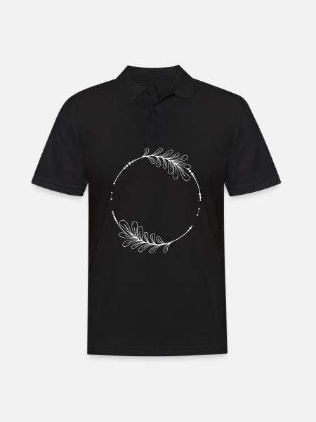 White circle frame with leaves - Men's Polo Shirt - black