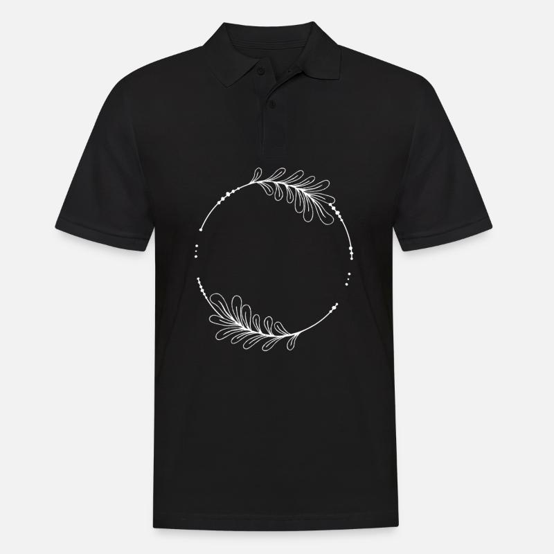Cadre circulaire blanc avec feuilles - Polo Homme - noir