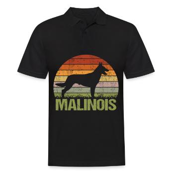Malinois Belgischer Schäferhund Hund Vintage - Männer Poloshirt - Schwarz - Vorne - Kai (181cm)