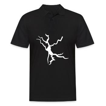 Weißer Riss Spaltung Blitz Dekoration - Männer Poloshirt - Schwarz - Vorne - Kai (181cm)