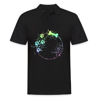 Hunde Rahmen Hundepfote Farbflecken - Männer Poloshirt - Schwarz - Vorne - Kai (181cm)