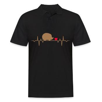 Hedgehog Spine Ball Roll Up Autumn Leaves Hedgehog - Men's Polo Shirt - black - Front - Kai (181cm)