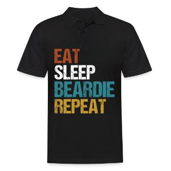 Bearded Collie Beardie Eat Sleep Saying Vintage - Men's Polo Shirt - black - Front - Kai (181cm)