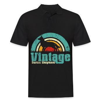 White Swiss Shepherd Weisser Schäferhund Vintage - Men's Polo Shirt - black - Front - Kai (181cm)