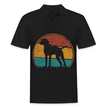 Hongrois Magyar Vizsla Chien Vinage Rétro - Polo Homme - noir - Devant - Kai (181cm)
