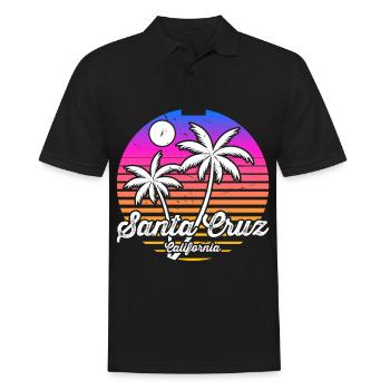Santa Cruz California vintage retro Surfer Boarder - Men's Polo Shirt - black - Front - Kai (181cm)