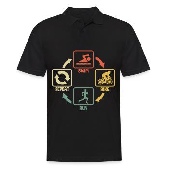 Triathlon Swim Bike Run witziger Lustig Spruch - Männer Poloshirt - Schwarz - Vorne - Kai (181cm)