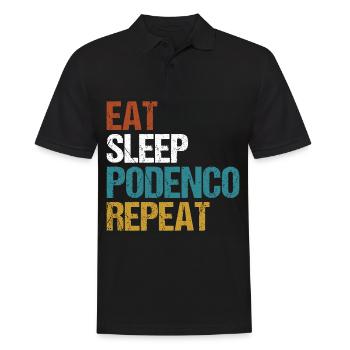 Podenco Windhund Canario Eat Sleep Spruch Vintage - Männer Poloshirt - Schwarz - Vorne - Kai (181cm)