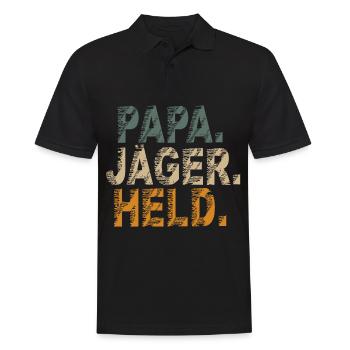 Jäger Papa Held Sprüche Lustig Witziges Jagd Mann - Männer Poloshirt - Schwarz - Vorne - Kai (181cm)
