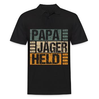 Jäger Papa Held Sprüche Lustig Witziges Jagd Mann - Männer Poloshirt - Schwarz - Vorne - Kai (181cm)