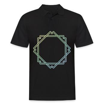 Bunter Quadratischer Rahmen Deko - Männer Poloshirt - Schwarz - Vorne - Kai (181cm)