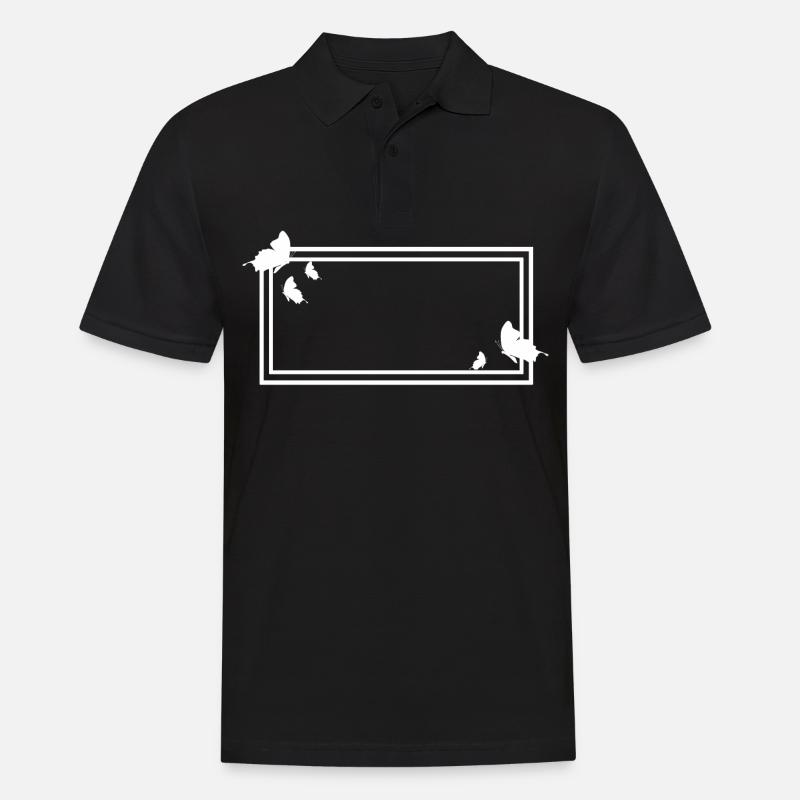 Cadre rectangulaire avec papillons - Polo Homme - noir