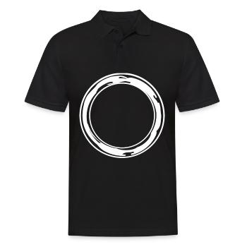 Weißer Runder Kreis mit Farbflecken - Männer Poloshirt - Schwarz - Vorne - Kai (181cm)
