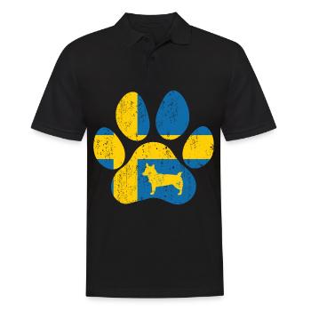 Suédois Vallhund Västgötaspets Dog Paw Flag - Polo Homme - noir - Devant - Kai (181cm)