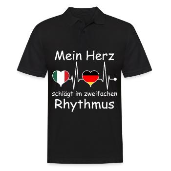 Mexiko Deutschland Flagge Herz Fahne Herzschlag - Männer Poloshirt - Schwarz - Vorne - Kai (181cm)