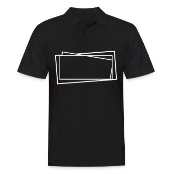 Weiße Eckige Linien Striche Rahmen - Männer Poloshirt - Schwarz - Vorne - Kai (181cm)