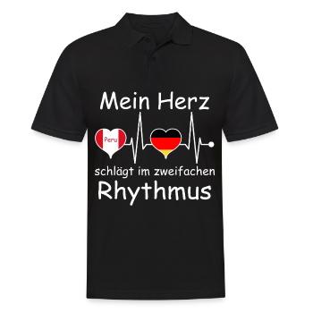 Peru Deutschland Flagge Herz Fahne Herzschlag - Männer Poloshirt - Schwarz - Vorne - Kai (181cm)