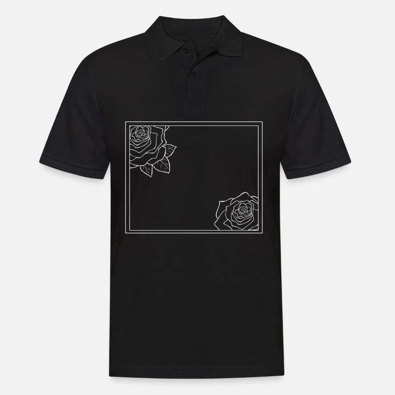 Cadre rectangulaire avec roses - Polo Homme - noir
