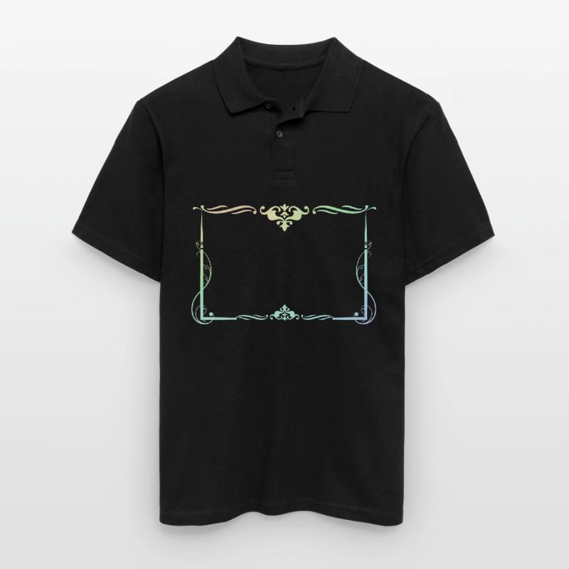 Colorful rectangular frame with ornaments Men's Polo Shirt