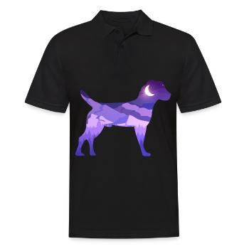 Heather Terrier Moon Mountains Silhouette Purple Vector - Men's Polo Shirt - black - Front - Kai (181cm)