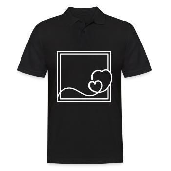 Weißer Herz Rahmen Quadratisch Deko - Männer Poloshirt - Schwarz - Vorne - Kai (181cm)