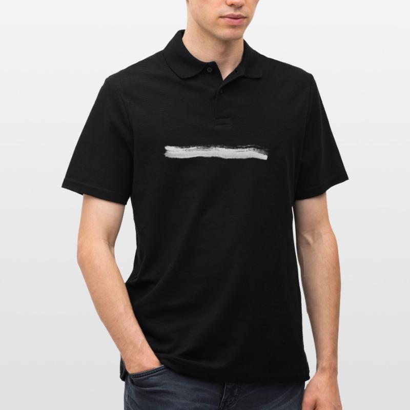 White brush stroke line basic text Men's Polo Shirt