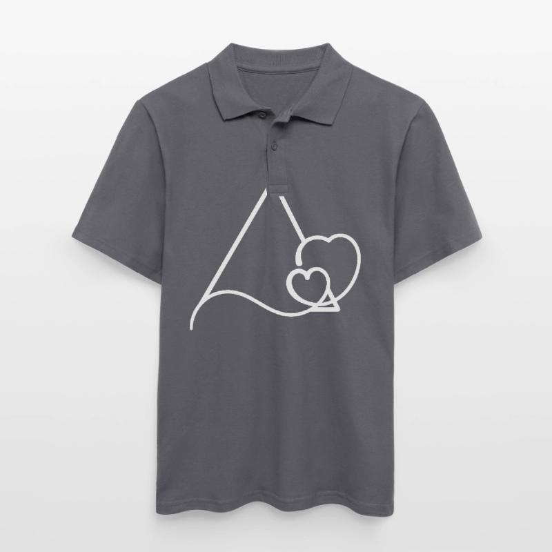 Triangular frame with hearts basic text Men's Polo Shirt