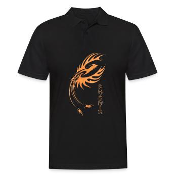 Phoenix, orangefarbener Feuervogel Logo Kunst - Männer Poloshirt - Schwarz - Vorne - Kai (181cm)