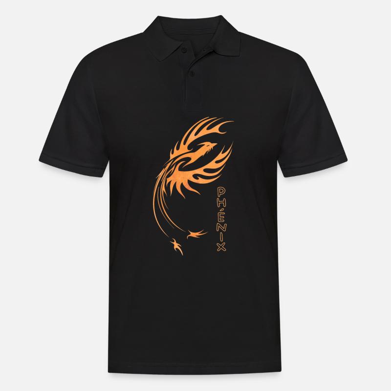 Phoenix, orangefarbener Feuervogel Logo Kunst - Männer Poloshirt - Schwarz