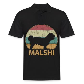 Malshi Hund Maltese Shih tzu Mix Vintage Retro - Männer Poloshirt - Schwarz - Vorne - Kai (181cm)