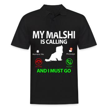 Malshi Hund Maltese Shih tzu Mix is Calling - Männer Poloshirt - Schwarz - Vorne - Kai (181cm)