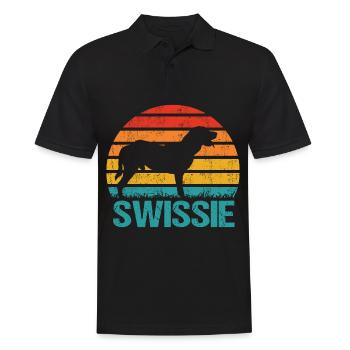 Large Swiss Bernese Mountain Dog Vintage - Men's Polo Shirt - black - Front - Kai (181cm)