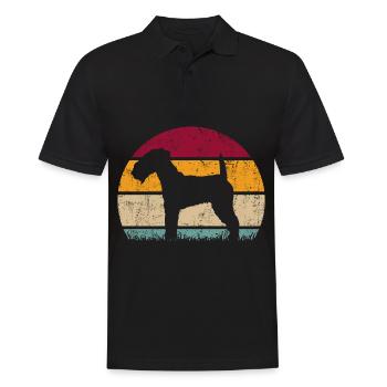 Lakeland Terrier Chien Vintage Rétro - Polo Homme - noir - Devant - Kai (181cm)